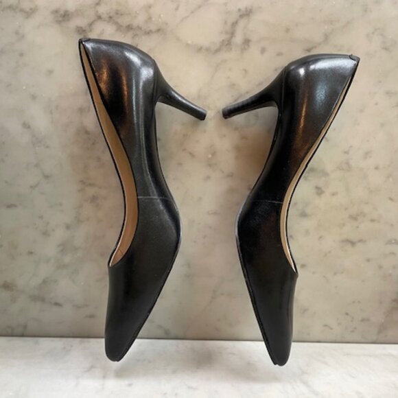 NINE WEST Elise Black 3" Smooth Nappa Leather Pointy Toe Pumps IOB - Picture 6 of 14